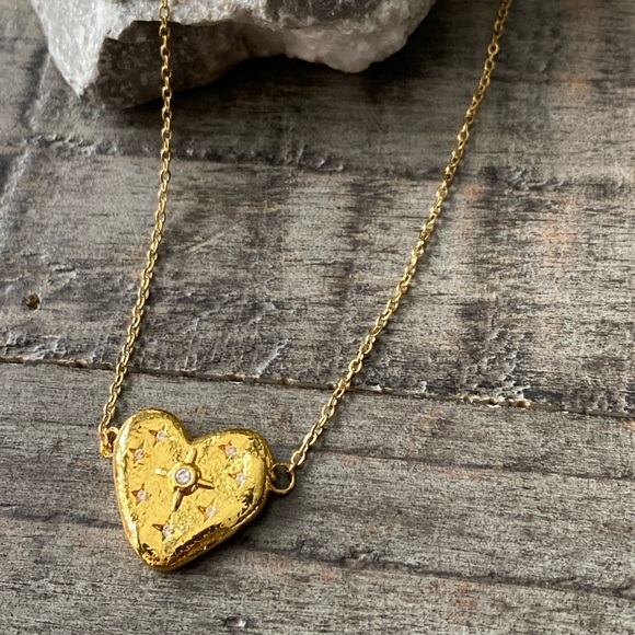 NEW Heart With CZ Stars Layering Necklace - Picture 5 of 14